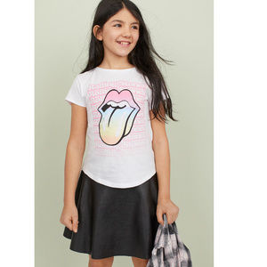 The Rolling Stones Logo rock Girls Official T-Shirt 12-14 NWT